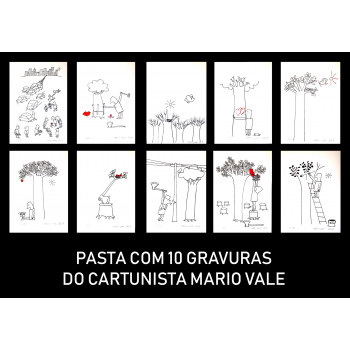 Mario Vale Álbum com 10 Gravuras Cartuns 